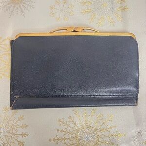 Vintage Fine Black Leather Passport Wallet, England, Mint Condition!